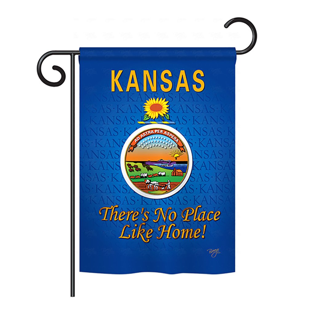 Breeze Decor BD-SS-GS-108132-IP-BO-D-US13-BD 13 x 18.5 in. Kansas Americana States Impressions Decorative Vertical Double Sided Garden Flag Set with Banner Pole