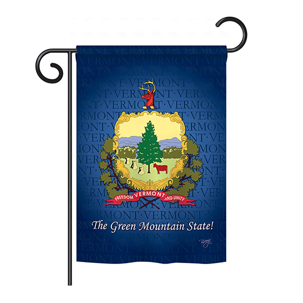Breeze Decor BD-SS-GS-108134-IP-BO-D-US13-BD 13 x 18.5 in. Vermont Americana States Impressions Decorative Vertical Double Sided Garden Flag Set with Banner Pole