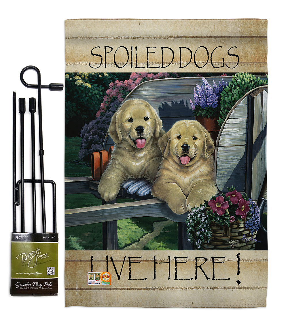 BD-PT-GS-110063-IP-BO-D-US12-AL 13 x 18.5 in. Wagging Along for the Ride Nature Pets Vertical Double Sided Mini Garden Flag Set with Banner Pole