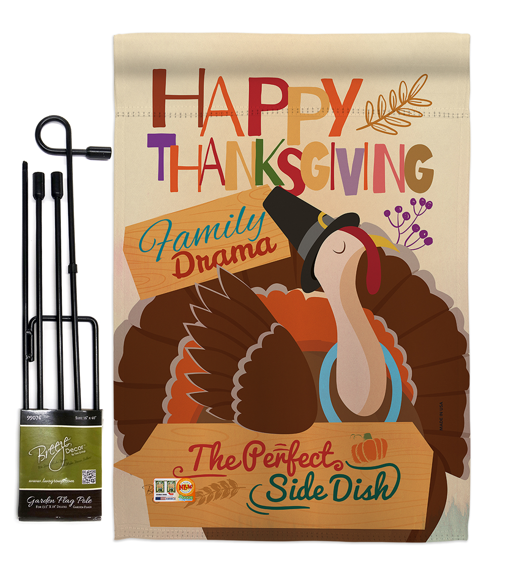 BD-TG-GS-113058-IP-BO-D-US16-BD 13 x 18.5 in. Perfect Side Dish Fall Thanksgiving Vertical Double Sided Mini Garden Flag Set with Banner Pole -  Breeze Decor, GS113058-BO