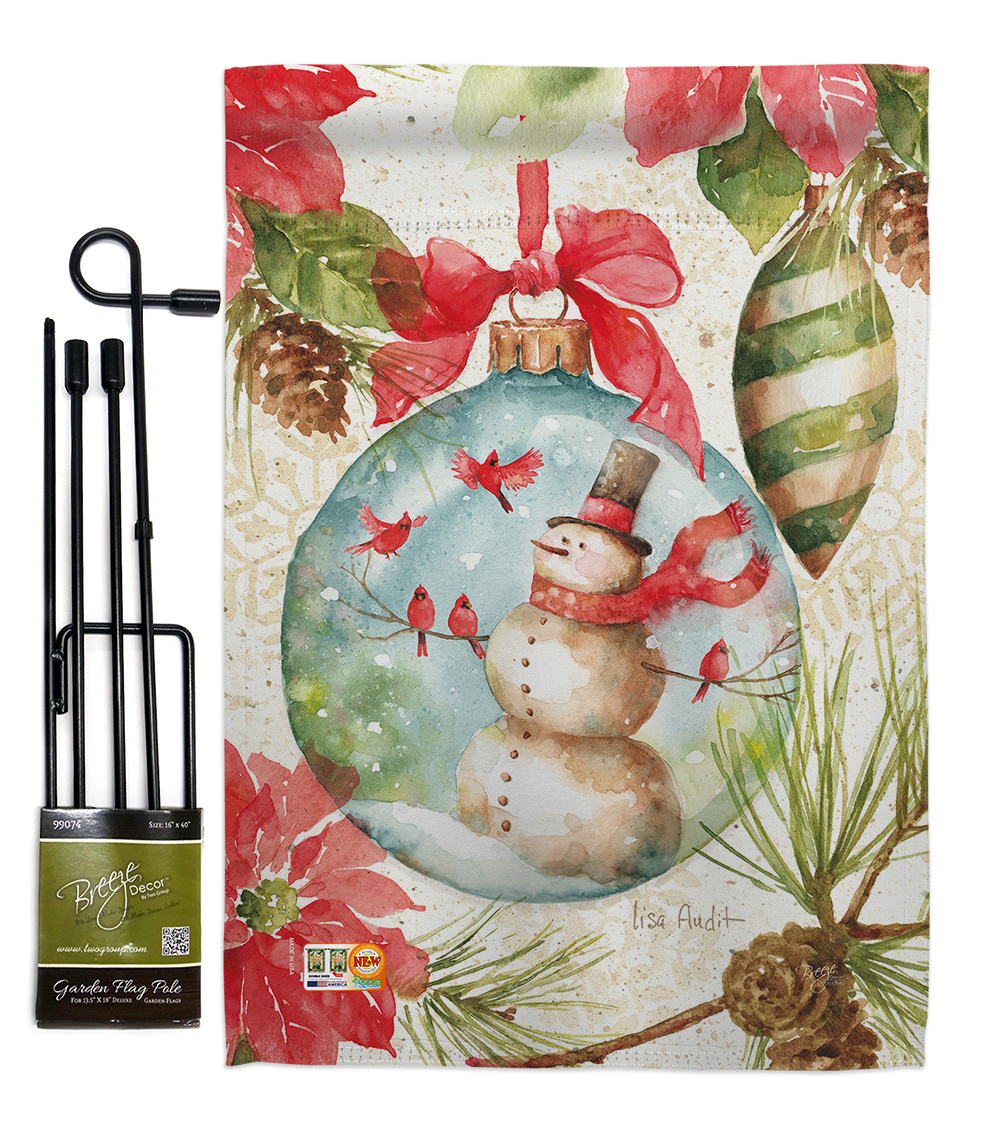 Breeze Decor BD-WT-GS-114195-IP-BO-D-US18-WA 13 x 18.5 in. Woodland Holiday Winter Wonderland Impressions Decorative Vertical Double Sided Garden Flag Set with Banner Pole