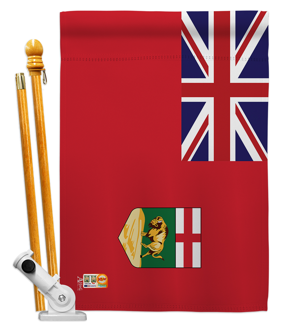 Picture of Americana Home & Garden AA-CP-HS-140934-IP-BO-D-US18-AG 28 x 40 in. Manitoba Flags of the World Canada Provinces Impressions Decorative Vertical Double Sided House Flag Set & Pole Bracket Hardware Flag Set
