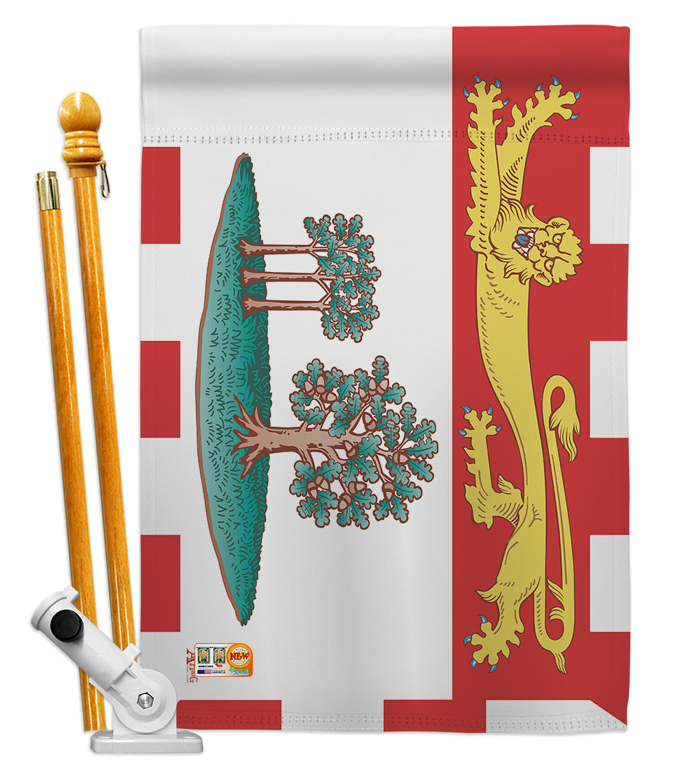 Picture of Americana Home & Garden AA-CP-HS-140941-IP-BO-D-US18-AG 28 x 40 in. Prince Edward Island Flags of the World Canada Provinces Impressions Decorative Vertical Double Sided House Flag Set & Pole Bracket Hardware Flag Set