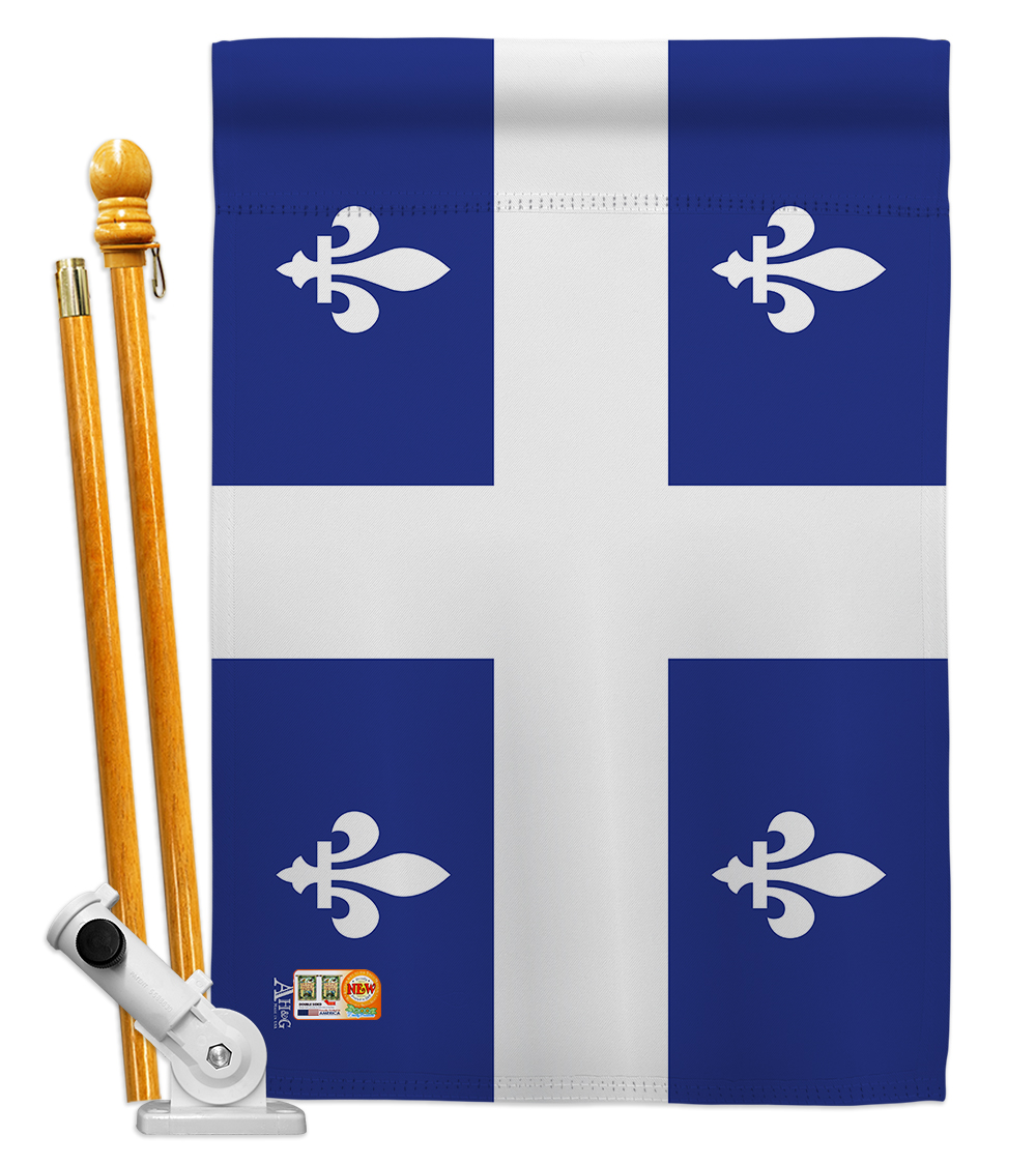Picture of Americana Home & Garden AA-CP-HS-140942-IP-BO-D-US18-AG 28 x 40 in. Quebec Flags of the World Canada Provinces Impressions Decorative Vertical Double Sided House Flag Set & Pole Bracket Hardware Flag Set