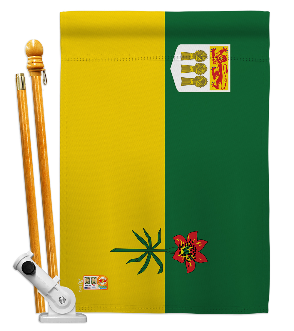 Picture of Americana Home & Garden AA-CP-HS-140943-IP-BO-D-US18-AG 28 x 40 in. Saskatchewan Flags of the World Canada Provinces Impressions Decorative Vertical Double Sided House Flag Set & Pole Bracket Hardware Flag Set