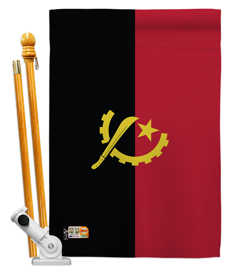 Picture of Americana Home & Garden AA-CY-HS-140007-IP-BO-D-US18-AG 28 x 40 in. Angola Flags of the World Nationality Impressions Decorative Vertical Double Sided House Flag Set & Pole Bracket Hardware Flag Set
