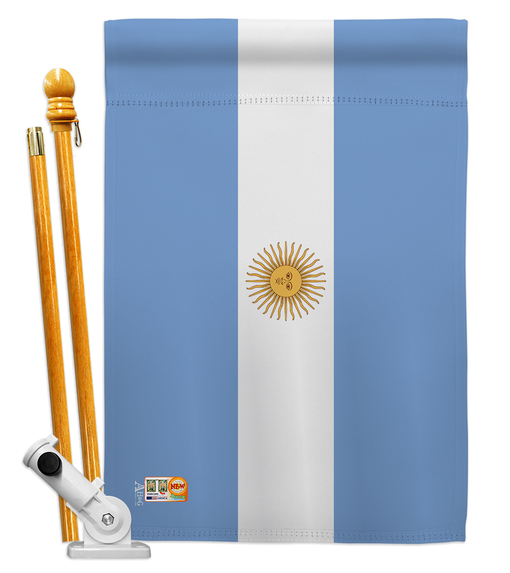 Picture of Americana Home & Garden AA-CY-HS-140010-IP-BO-D-US18-AG 28 x 40 in. Argentina Flags of the World Nationality Impressions Decorative Vertical Double Sided House Flag Set & Pole Bracket Hardware Flag Set