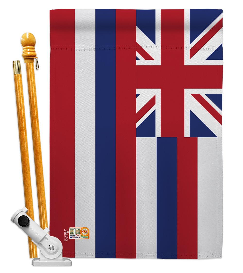Picture of Americana Home & Garden AA-SS-HS-140512-IP-BO-D-US18-AG 28 x 40 in. Hawaii States Impressions Decorative Vertical Double Sided House Flag Set & Pole Bracket Hardware Flag Set