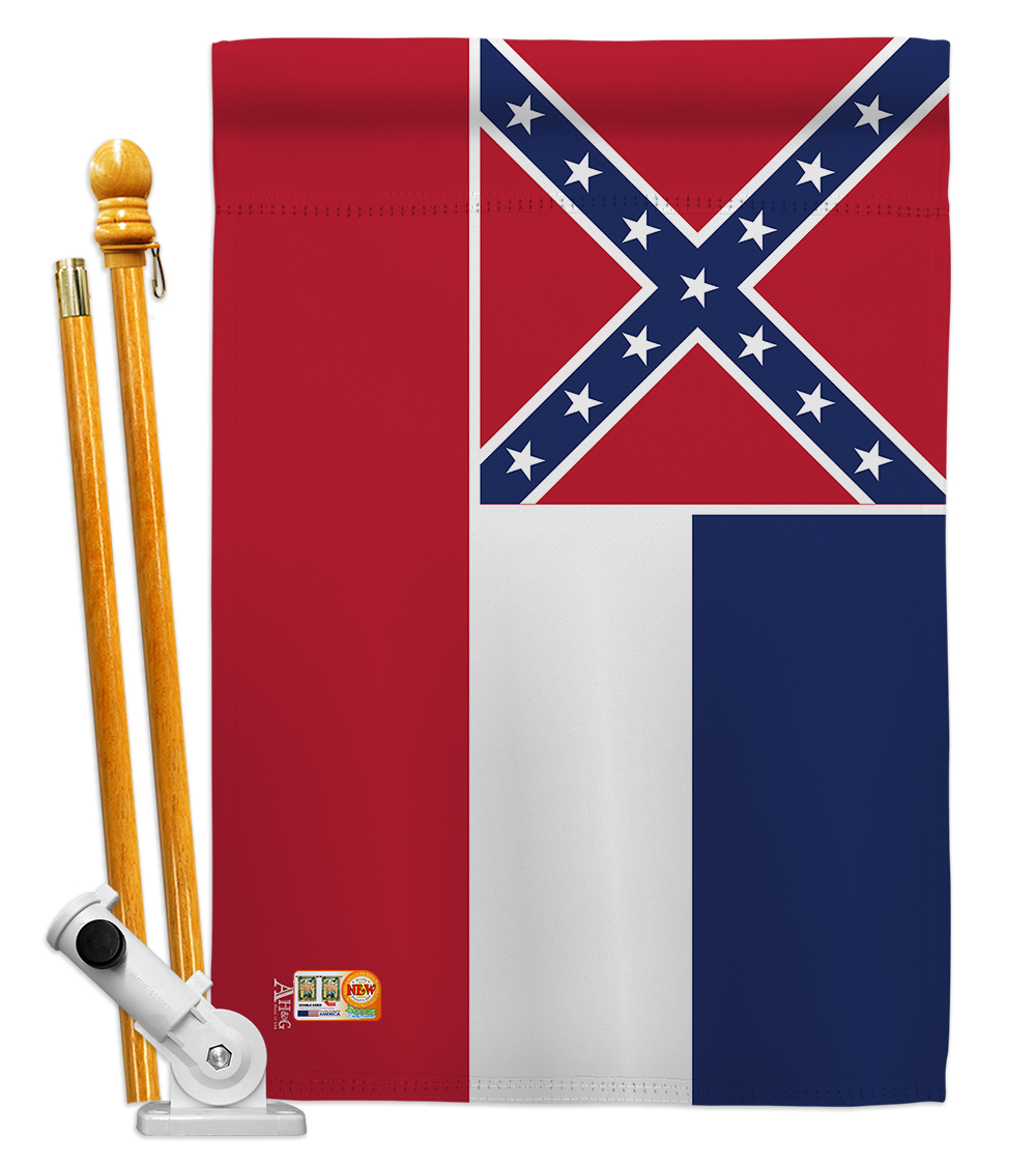 Picture of Americana Home & Garden AA-SS-HS-140525-IP-BO-D-US18-AG 28 x 40 in. Mississippi States Impressions Decorative Vertical Double Sided House Flag Set & Pole Bracket Hardware Flag Set