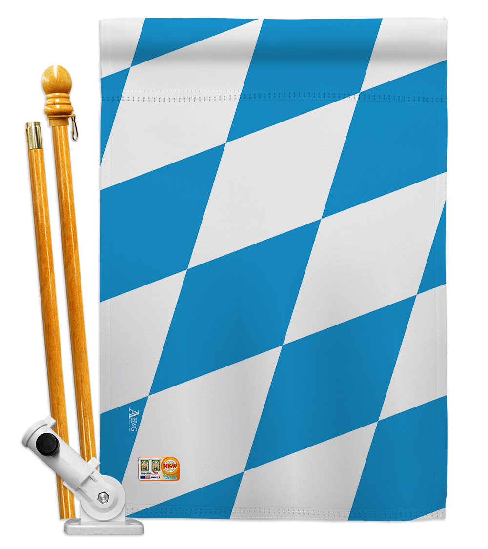 Picture of Americana Home & Garden AA-CY-HS-140025-IP-BO-D-US18-AG 28 x 40 in. Bavaria Flags of the World Nationality Impressions Decorative Vertical Double Sided House Flag Set & Pole Bracket Hardware Flag Set