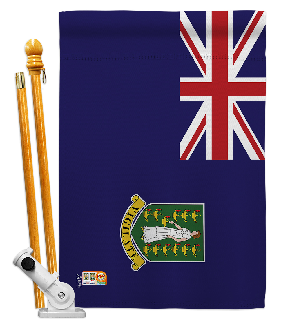 Picture of Americana Home & Garden AA-CY-HS-140036-IP-BO-D-US18-AG 28 x 40 in. British Virgin Islands Flags of the World Nationality Impressions Decorative Vertical Double Sided House Flag Set & Pole Bracket Hardware Flag Set