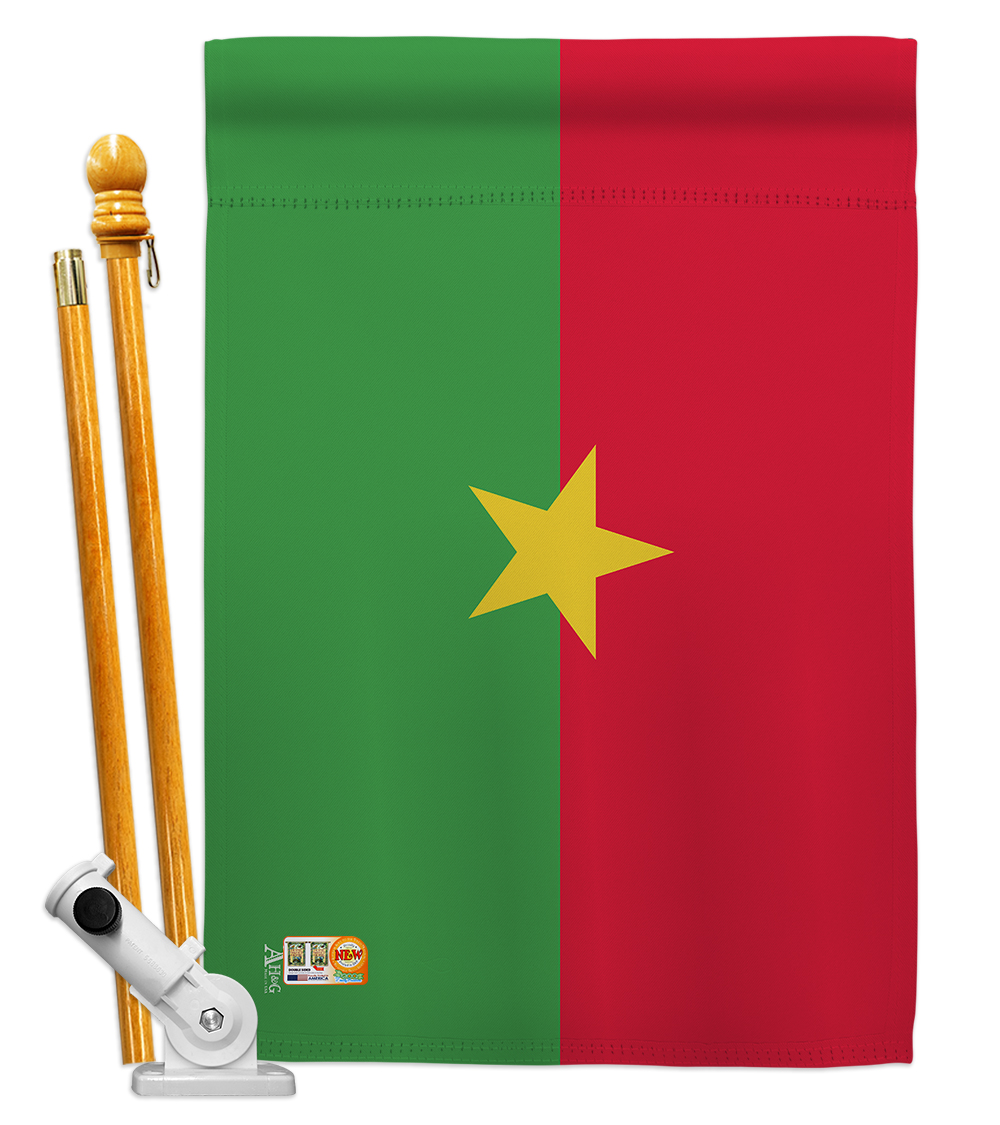Picture of Americana Home & Garden AA-CY-HS-140041-IP-BO-D-US18-AG 28 x 40 in. Burkina Faso Flags of the World Nationality Impressions Decorative Vertical Double Sided House Flag Set & Pole Bracket Hardware Flag Set
