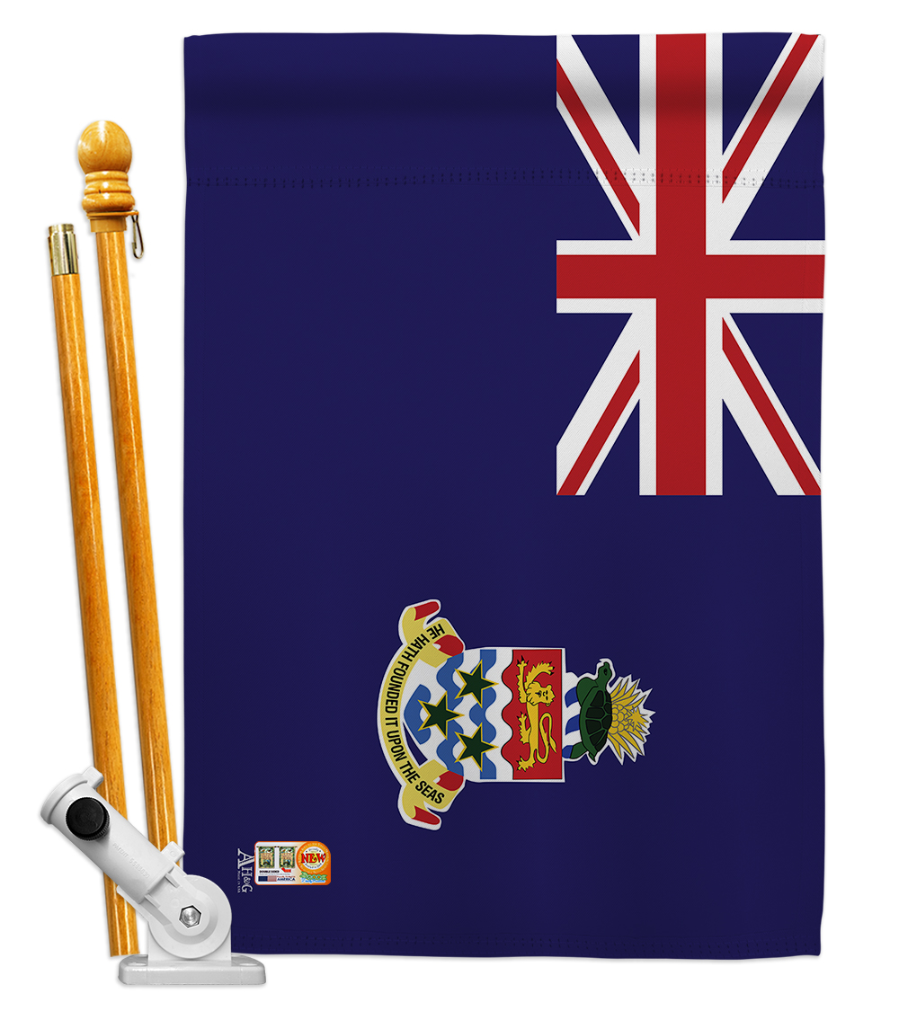 Picture of Americana Home & Garden AA-CY-HS-140048-IP-BO-D-US18-AG 28 x 40 in. Cayman Islands Flags of the World Nationality Impressions Decorative Vertical Double Sided House Flag Set & Pole Bracket Hardware Flag Set