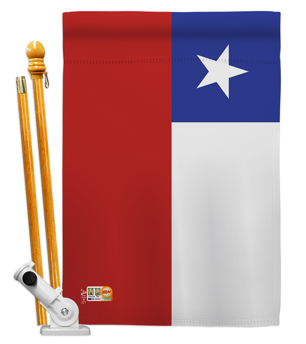 Picture of Americana Home & Garden AA-CY-HS-140051-IP-BO-D-US18-AG 28 x 40 in. Chile Flags of the World Nationality Impressions Decorative Vertical Double Sided House Flag Set & Pole Bracket Hardware Flag Set