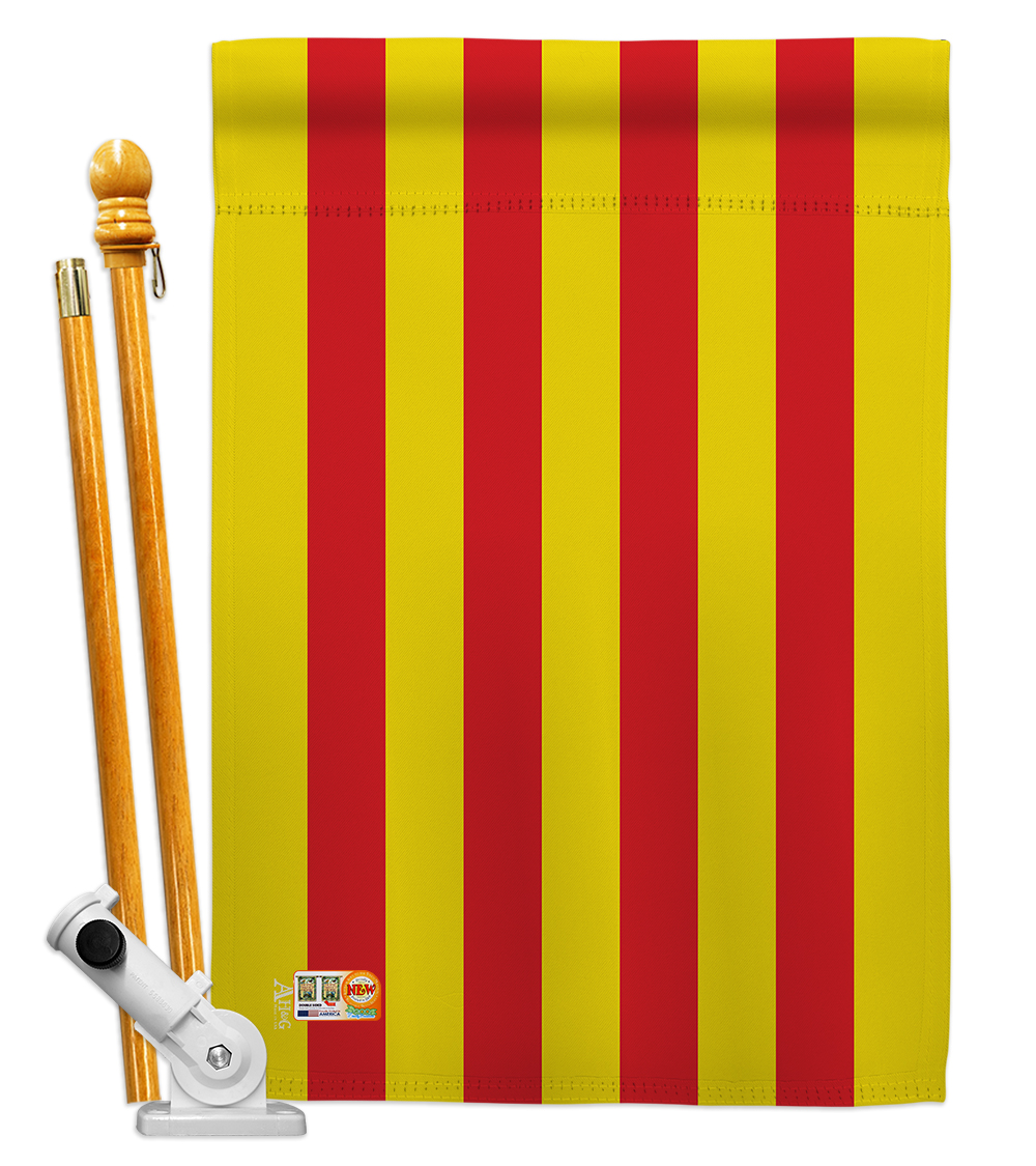 Picture of Americana Home & Garden AA-CY-HS-140053-IP-BO-D-US18-AG 28 x 40 in. Catalonia Flags of the World Nationality Impressions Decorative Vertical Double Sided House Flag Set & Pole Bracket Hardware Flag Set