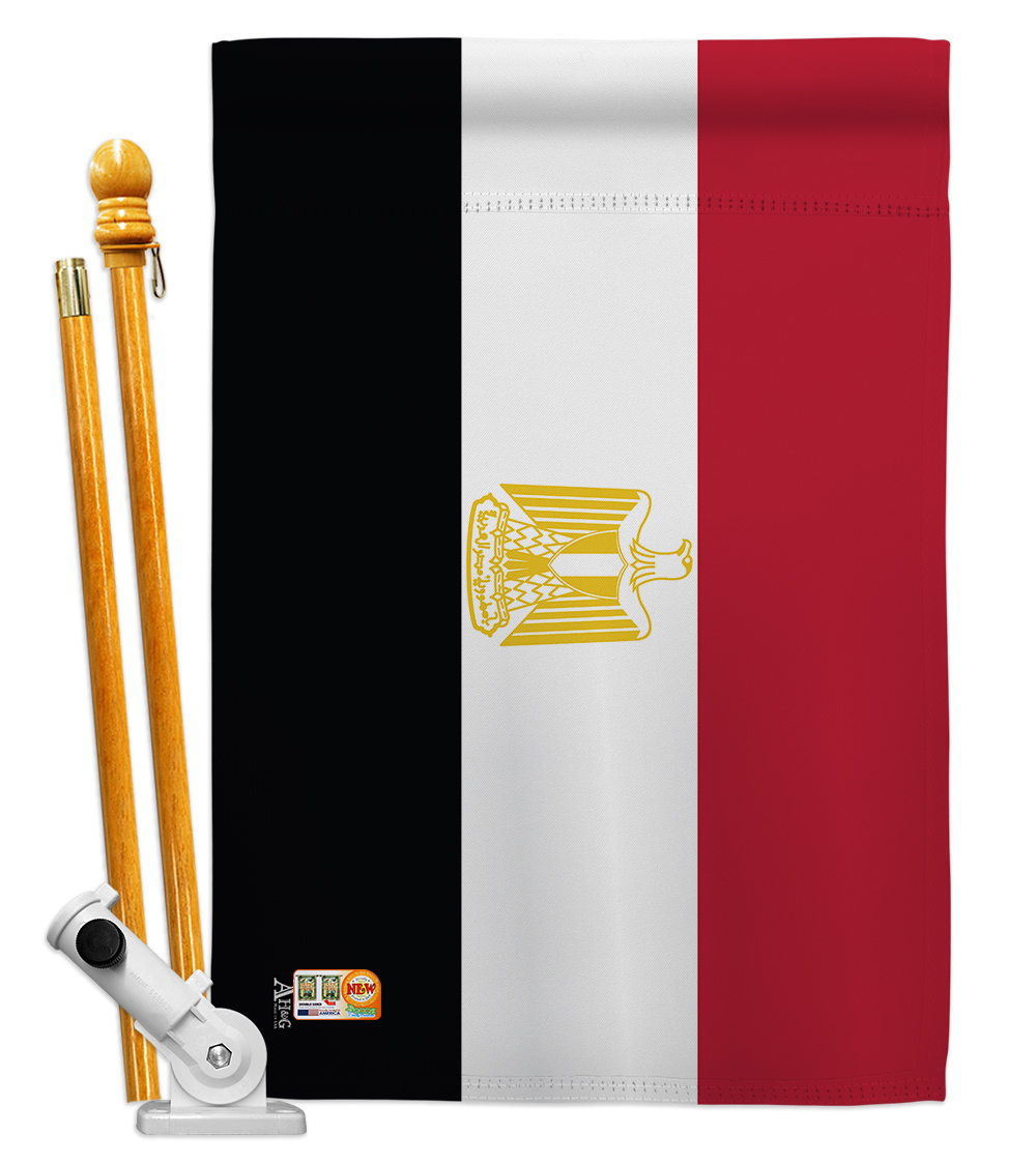 Picture of Americana Home & Garden AA-CY-HS-140074-IP-BO-D-US18-AG 28 x 40 in. Egypt Flags of the World Nationality Impressions Decorative Vertical Double Sided House Flag Set & Pole Bracket Hardware Flag Set