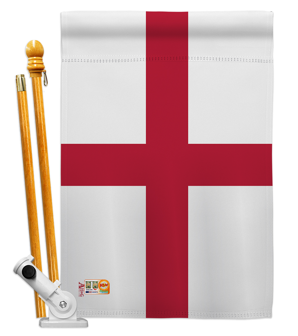 Picture of Americana Home & Garden AA-CY-HS-140076-IP-BO-D-US18-AG 28 x 40 in. England Flags of the World Nationality Impressions Decorative Vertical Double Sided House Flag Set & Pole Bracket Hardware Flag Set