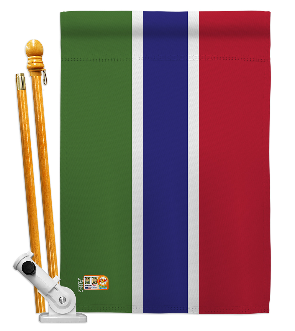Picture of Americana Home & Garden AA-CY-HS-140088-IP-BO-D-US18-AG 28 x 40 in. Gambia Flags of the World Nationality Impressions Decorative Vertical Double Sided House Flag Set & Pole Bracket Hardware Flag Set