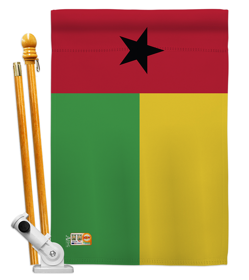 Picture of Americana Home & Garden AA-CY-HS-140101-IP-BO-D-US18-AG 28 x 40 in. Guinea-Bissau Flags of the World Nationality Impressions Decorative Vertical Double Sided House Flag Set & Pole Bracket Hardware Flag Set