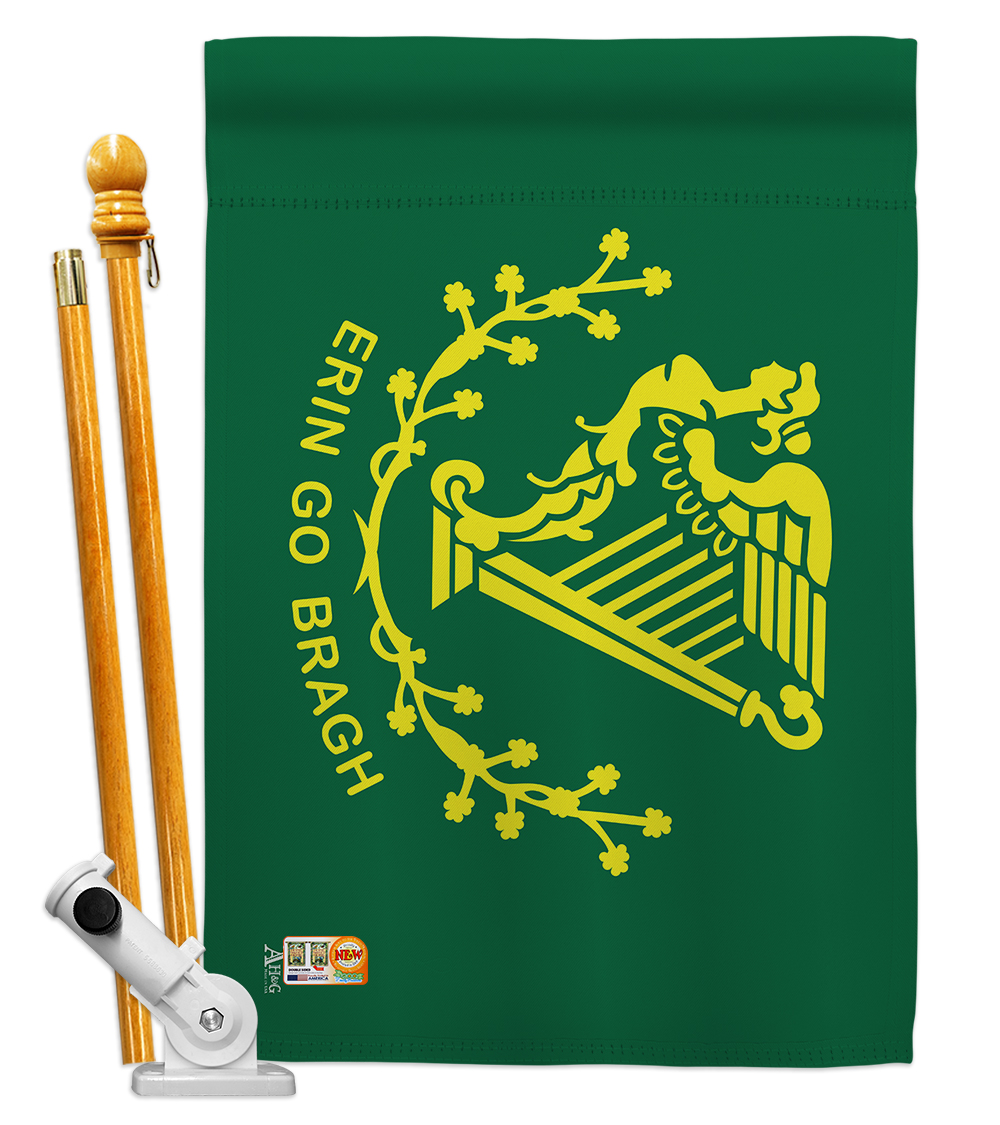 Picture of Americana Home & Garden AA-CY-HS-140114-IP-BO-D-US18-AG 28 x 40 in. Erin go Bragh Flags of the World Nationality Impressions Decorative Vertical Double Sided House Flag Set & Pole Bracket Hardware Flag Set