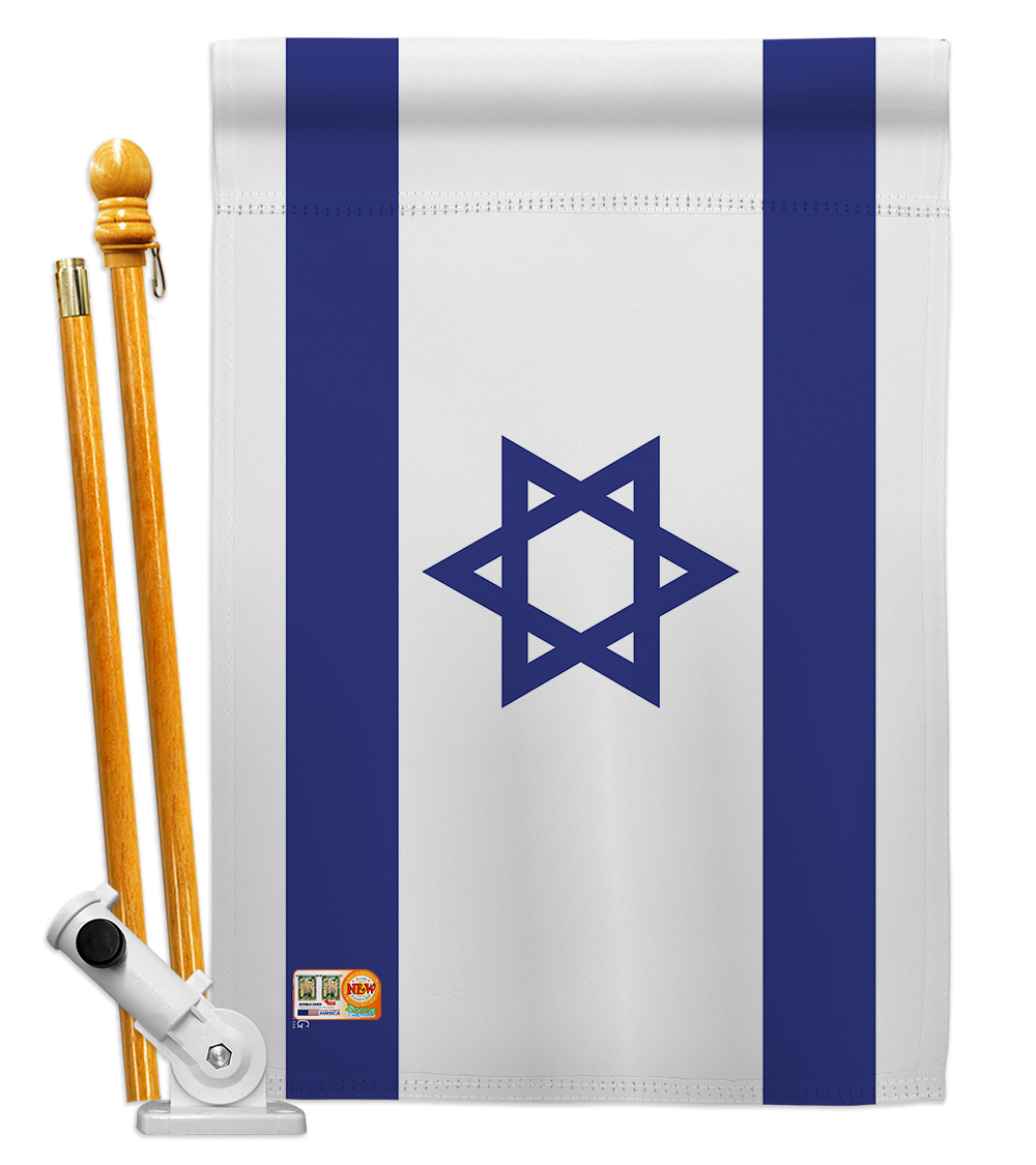 Picture of Americana Home & Garden AA-CY-HS-140116-IP-BO-D-US18-AG 28 x 40 in. Israel Flags of the World Nationality Impressions Decorative Vertical Double Sided House Flag Set & Pole Bracket Hardware Flag Set