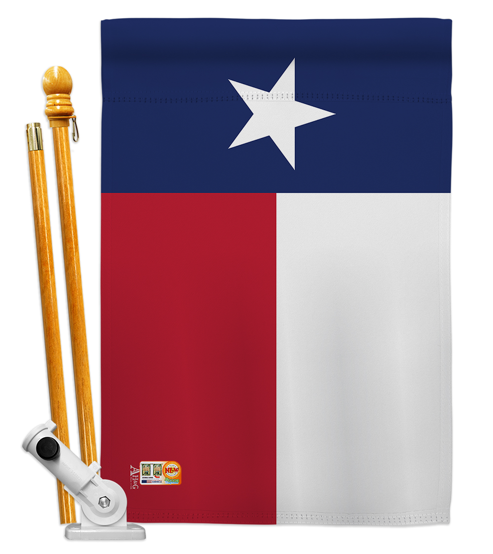 Picture of Americana Home & Garden AA-SS-HS-140544-IP-BO-D-US18-AG 28 x 40 in. Texas States Impressions Decorative Vertical Double Sided House Flag Set & Pole Bracket Hardware Flag Set