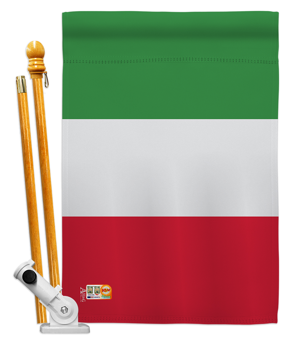 Picture of Americana Home & Garden AA-CY-HS-140117-IP-BO-D-US18-AG 28 x 40 in. Italy Flags of the World Nationality Impressions Decorative Vertical Double Sided House Flag Set & Pole Bracket Hardware Flag Set