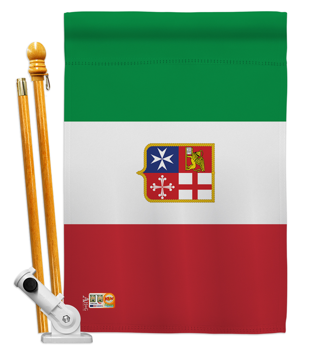 Picture of Americana Home & Garden AA-CY-HS-140118-IP-BO-D-US18-AG 28 x 40 in. Italian Ensign Flags of the World Nationality Impressions Decorative Vertical Double Sided House Flag Set & Pole Bracket Hardware Flag Set