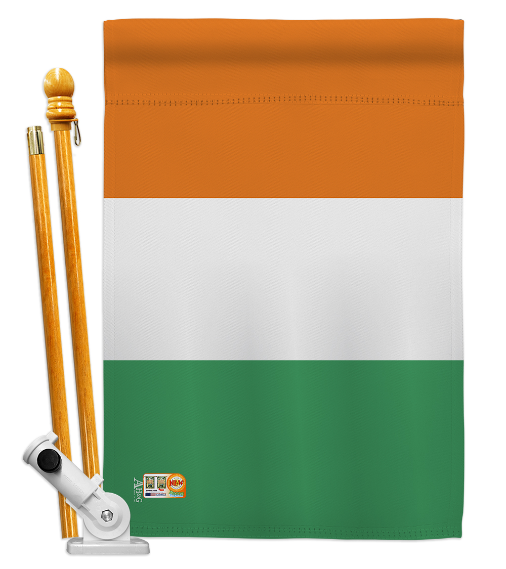 Picture of Americana Home & Garden AA-CY-HS-140119-IP-BO-D-US18-AG 28 x 40 in. Ivory Coast Flags of the World Nationality Impressions Decorative Vertical Double Sided House Flag Set & Pole Bracket Hardware Flag Set