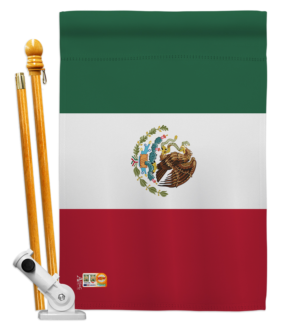 Picture of Americana Home & Garden AA-CY-HS-140154-IP-BO-D-US18-AG 28 x 40 in. Mexico Flags of the World Nationality Impressions Decorative Vertical Double Sided House Flag Set & Pole Bracket Hardware Flag Set