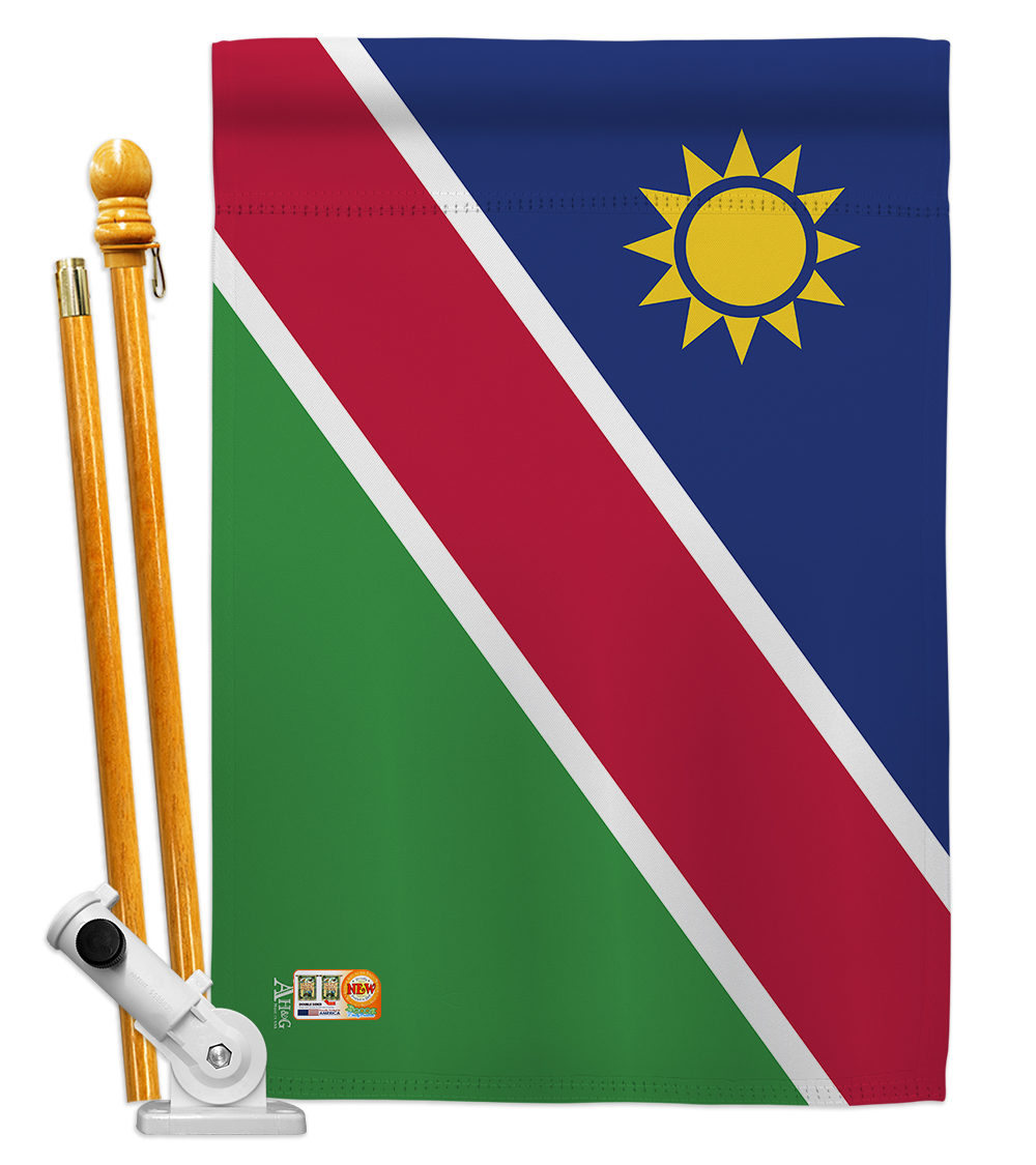 Picture of Americana Home & Garden AA-CY-HS-140162-IP-BO-D-US18-AG 28 x 40 in. Namibia Flags of the World Nationality Impressions Decorative Vertical Double Sided House Flag Set & Pole Bracket Hardware Flag Set