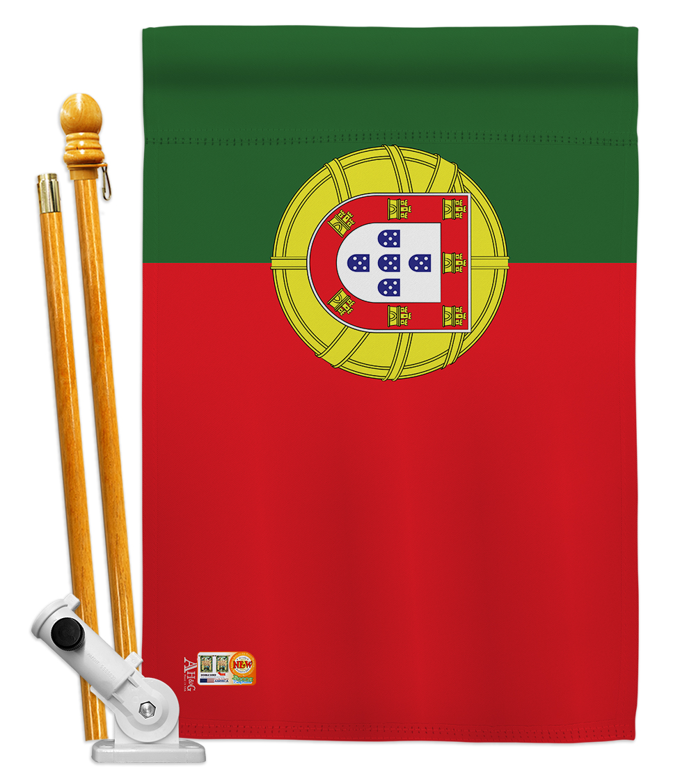 Picture of Americana Home & Garden AA-CY-HS-140191-IP-BO-D-US18-AG 28 x 40 in. Portugal Flags of the World Nationality Impressions Decorative Vertical Double Sided House Flag Set & Pole Bracket Hardware Flag Set
