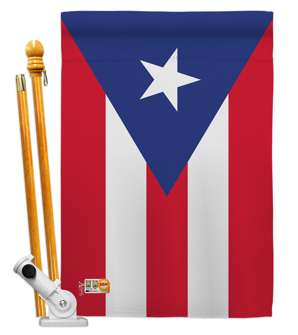 Picture of Americana Home & Garden AA-CY-HS-140192-IP-BO-D-US18-AG 28 x 40 in. Puerto Rico Flags of the World Nationality Impressions Decorative Vertical Double Sided House Flag Set & Pole Bracket Hardware Flag Set