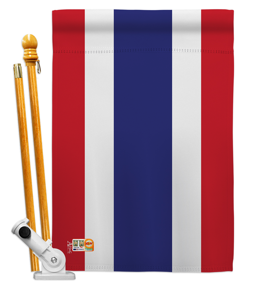 Picture of Americana Home & Garden AA-CY-HS-140231-IP-BO-D-US18-AG 28 x 40 in. Thailand Flags of the World Nationality Impressions Decorative Vertical Double Sided House Flag Set & Pole Bracket Hardware Flag Set
