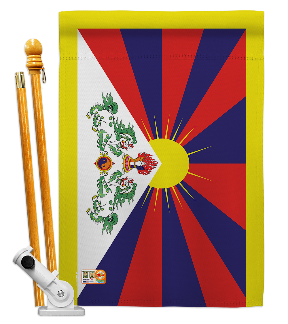 Picture of Americana Home & Garden AA-CY-HS-140232-IP-BO-D-US18-AG 28 x 40 in. Tibet Flags of the World Nationality Impressions Decorative Vertical Double Sided House Flag Set & Pole Bracket Hardware Flag Set
