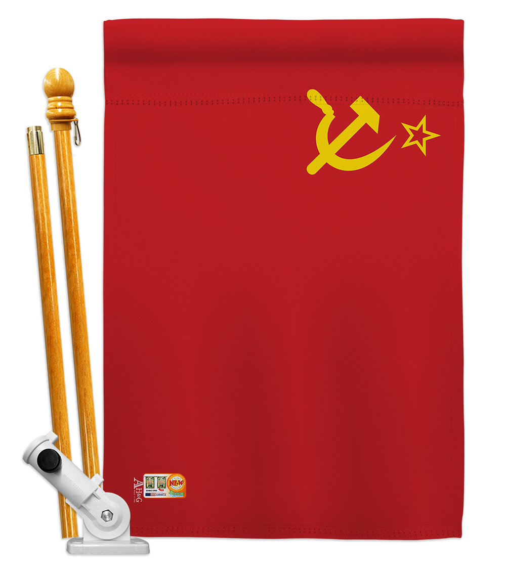Picture of Americana Home & Garden AA-CY-HS-140248-IP-BO-D-US18-AG 28 x 40 in. USSR Flags of the World Nationality Impressions Decorative Vertical Double Sided House Flag Set & Pole Bracket Hardware Flag Set
