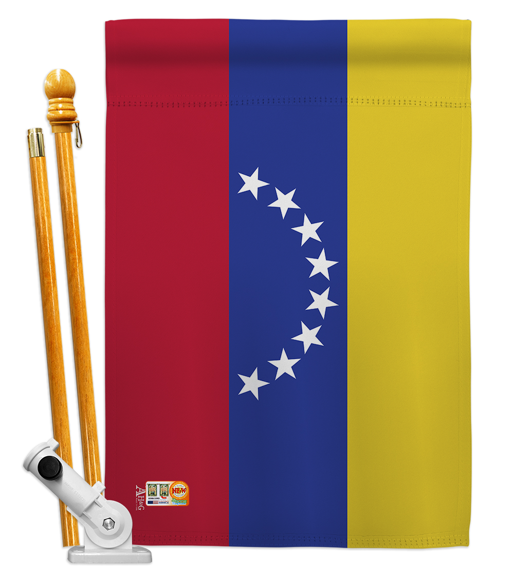 Picture of Americana Home & Garden AA-CY-HS-140252-IP-BO-D-US18-AG 28 x 40 in. Venezuela Flags of the World Nationality Impressions Decorative Vertical Double Sided House Flag Set & Pole Bracket Hardware Flag Set