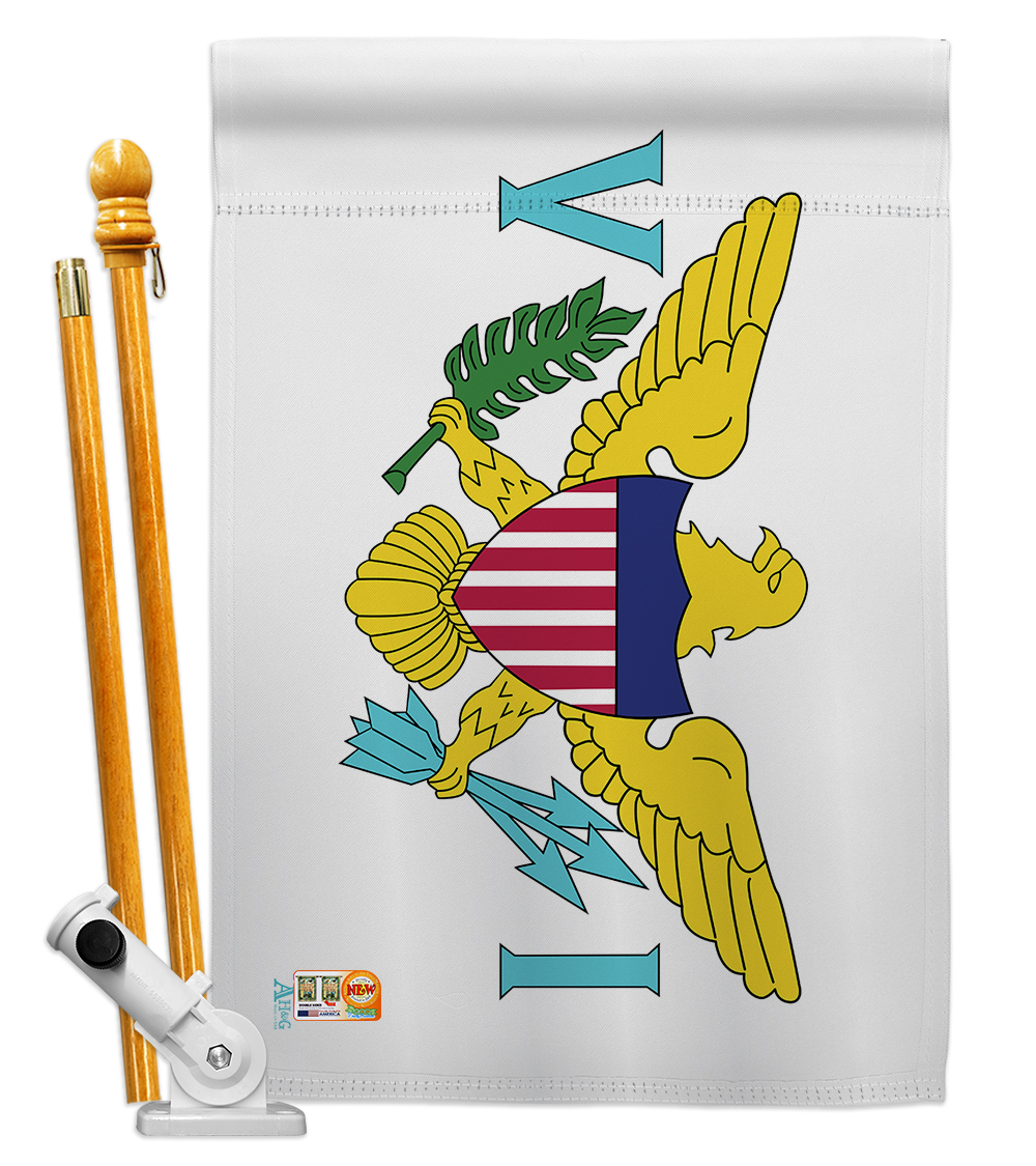 Picture of Americana Home & Garden AA-CY-HS-140255-IP-BO-D-US18-AG 28 x 40 in. Virgin Islands Flags of the World Nationality Impressions Decorative Vertical Double Sided House Flag Set & Pole Bracket Hardware Flag Set