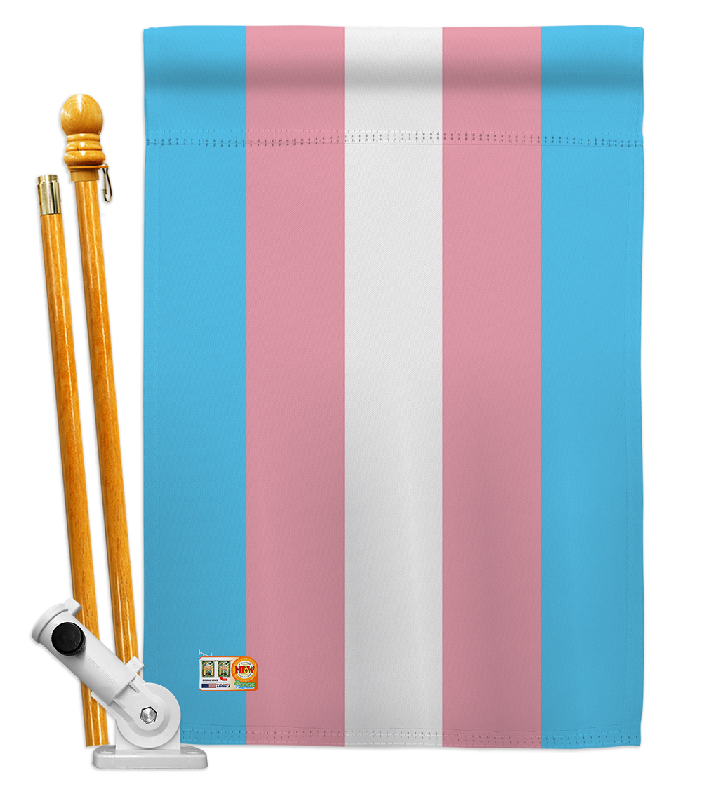 Picture of Americana Home & Garden AA-ST-HS-148024-IP-BO-D-US18-AG 28 x 40 in. Transgender Inspirational Support Impressions Decorative Vertical Double Sided House Flag Set & Pole Bracket Hardware Flag Set