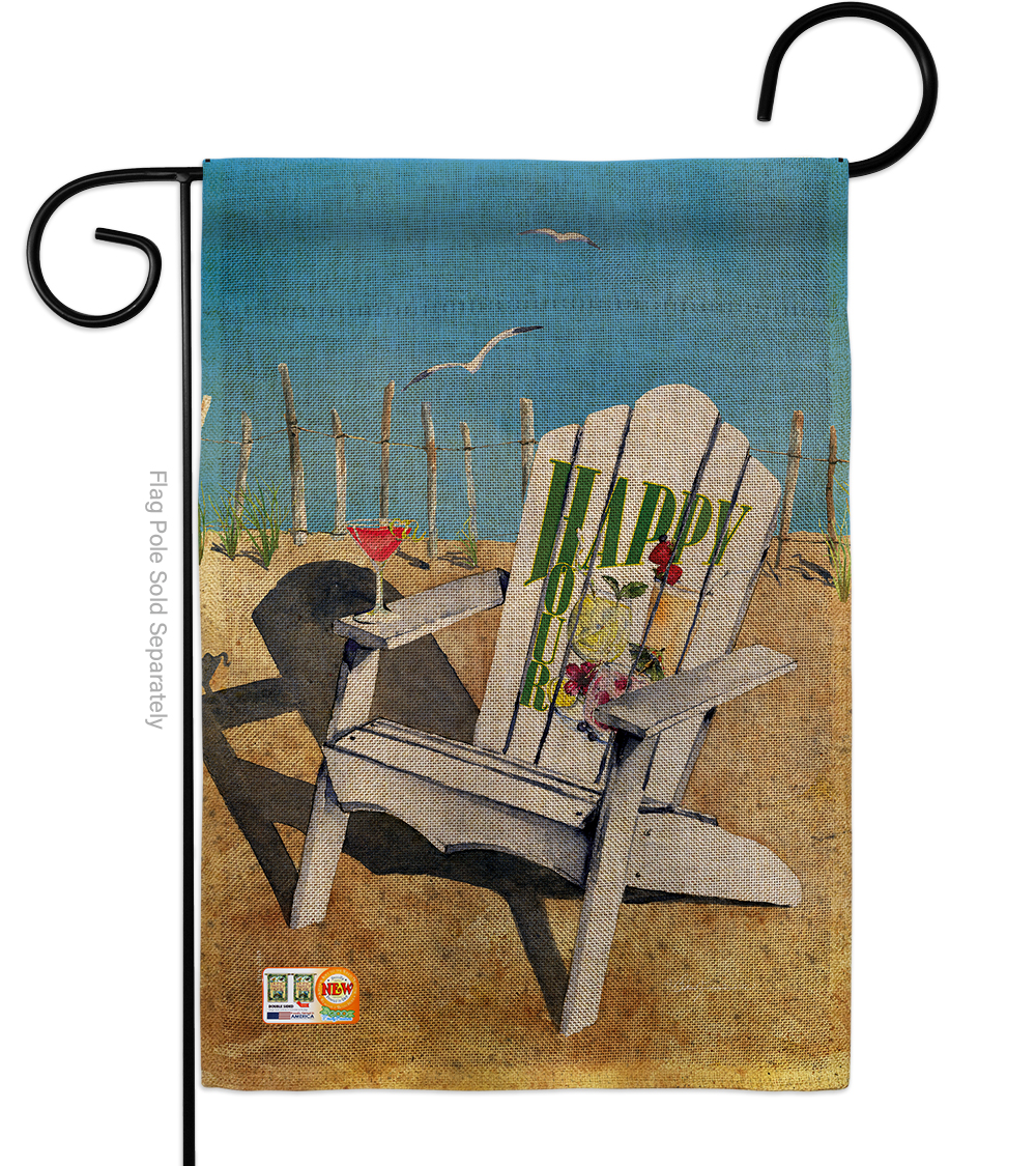 BD-BV-G-117054-IP-DB-D-US18-BT 13 x 18.5 in. Beachside Happy Hour Burlap & Drinks Beverages Impressions Decorative Vertical Double Sided Garden Flag