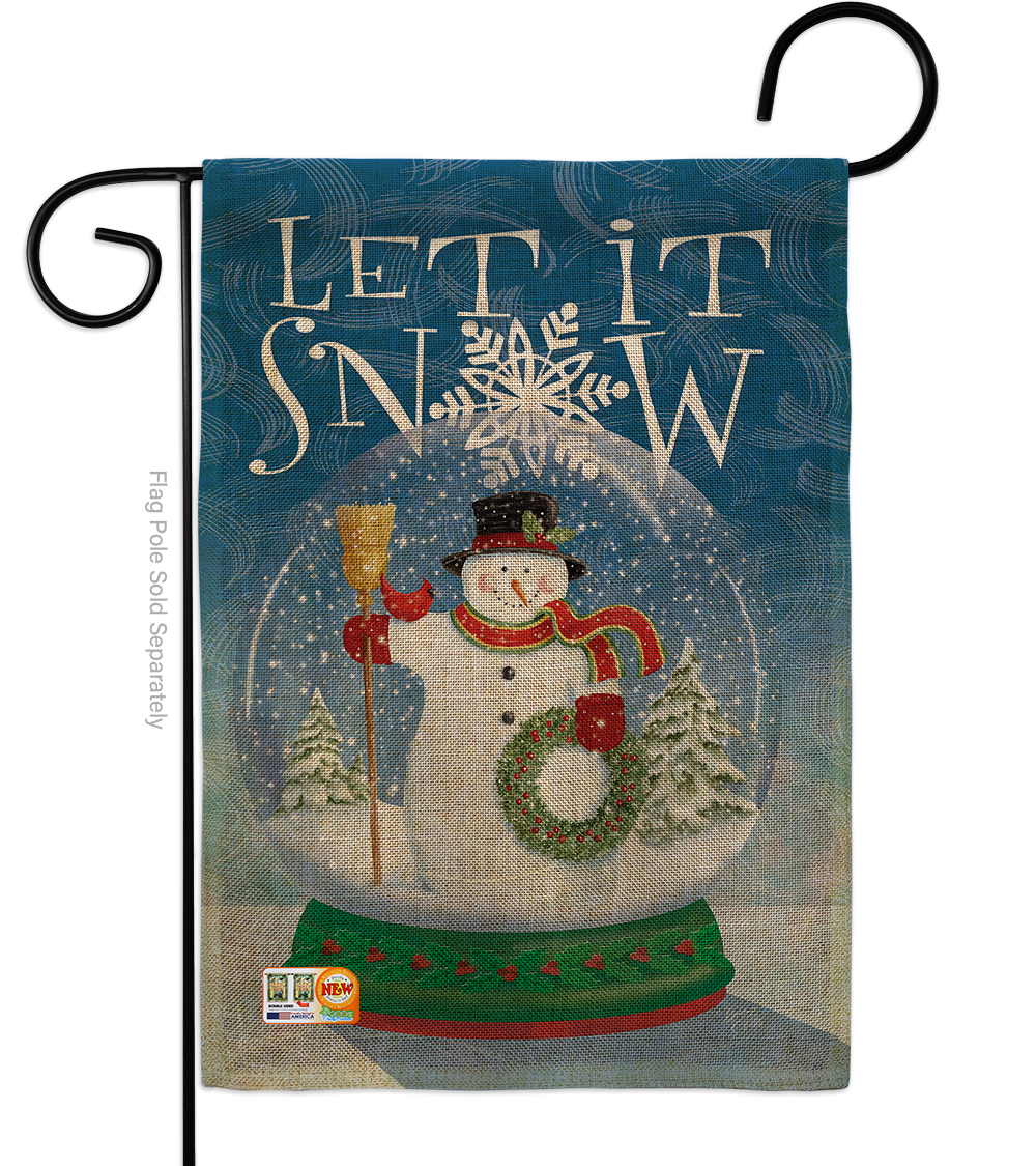BD-XM-G-114101-IP-DB-D-US12-AM 13 x 18.5 in. Snow Globe Snowman Burlap Winter Christmas Impressions Decorative Vertical Double Sided Garden Flag