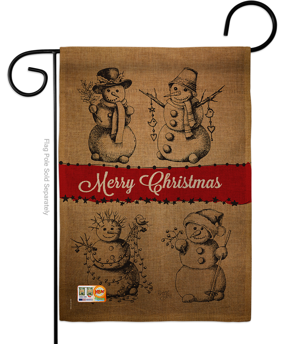 BD-XM-G-114114-IP-DB-D-US16-BD 13 x 18.5 in. Snowman Fun Burlap Winter Christmas Impressions Decorative Vertical Double Sided Garden Flag