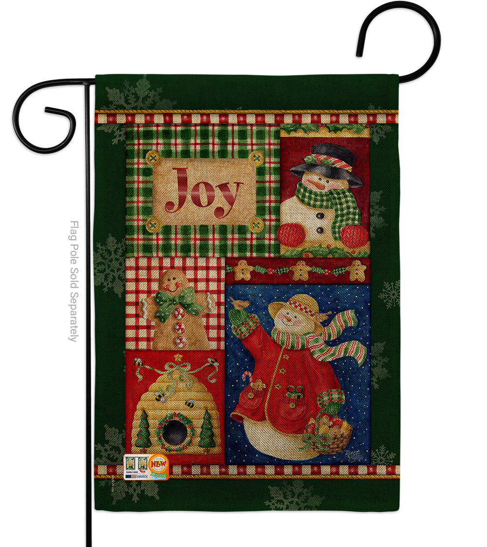 BD-XM-G-114134-IP-DB-D-US17-AM 13 x 18.5 in. Joy Snow Woman Burlap Winter Christmas Impressions Decorative Vertical Double Sided Garden Flag