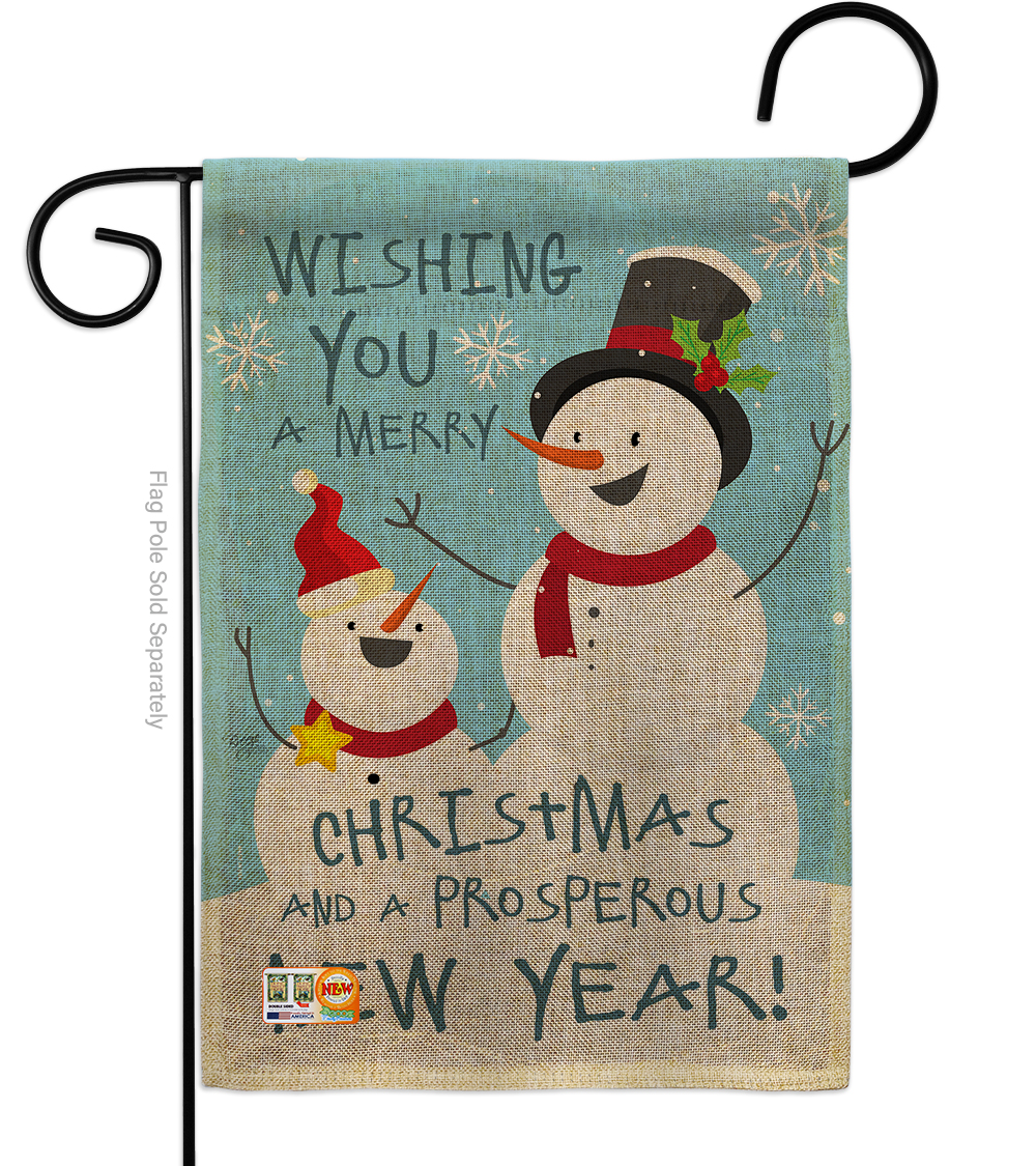 BD-XM-G-114146-IP-DB-D-US17-BD 13 x 18.5 in. Snowman Wishing You Burlap Winter Christmas Impressions Decorative Vertical Double Sided Garden Flag
