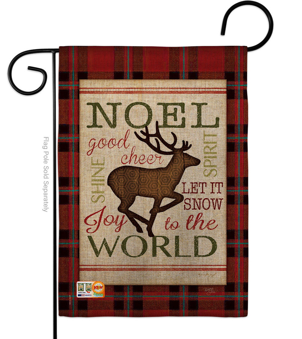 Breeze Decor BD-XM-G-114182-IP-DB-D-US18-SB 13 x 18.5 in. Cheer to Reindeer Burlap Winter Christmas Impressions Decorative Vertical Double Sided Garden Flag