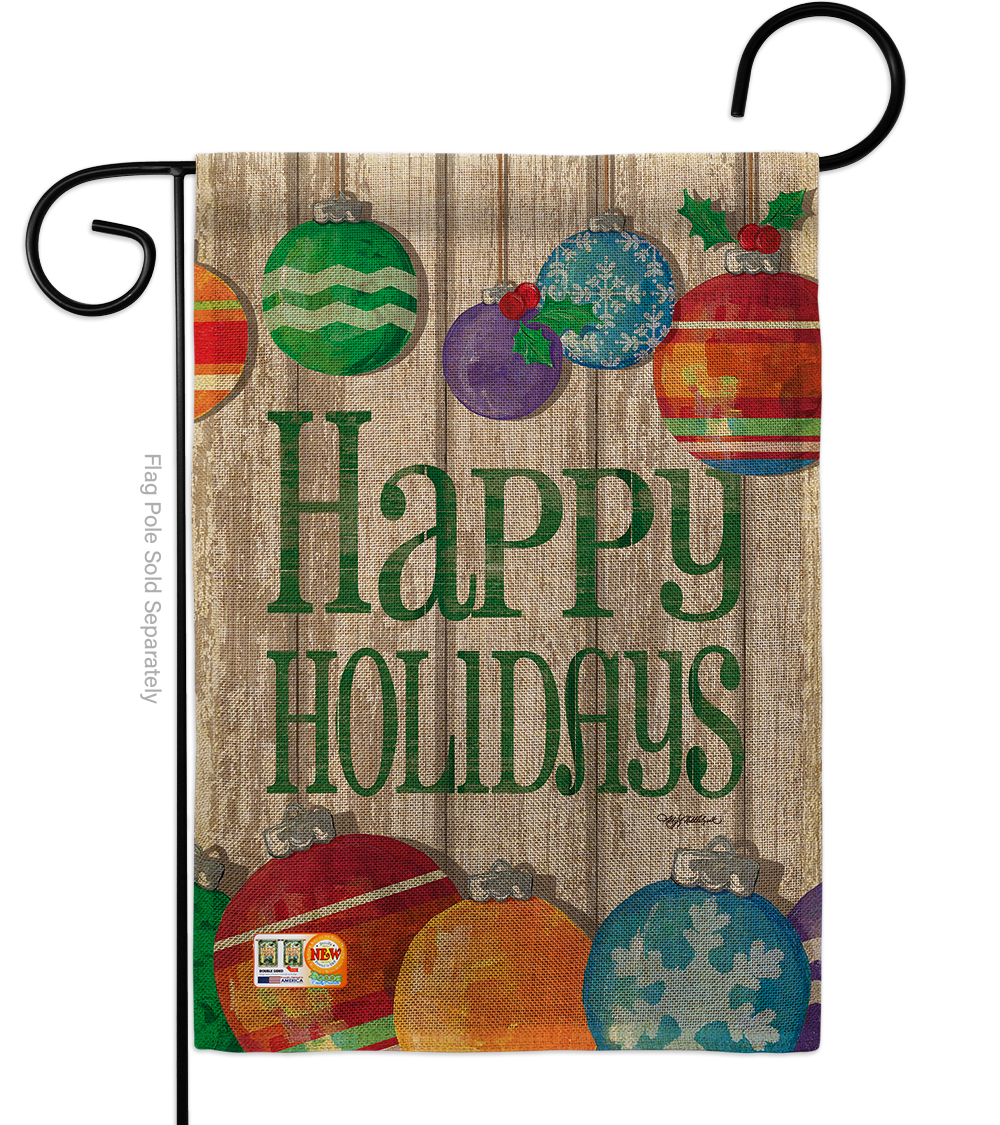 Breeze Decor BD-XM-G-114186-IP-DB-D-US18-SB 13 x 18.5 in. Colorful Ornament Holidays Burlap Winter Christmas Impressions Decorative Vertical Double Sided Garden Flag