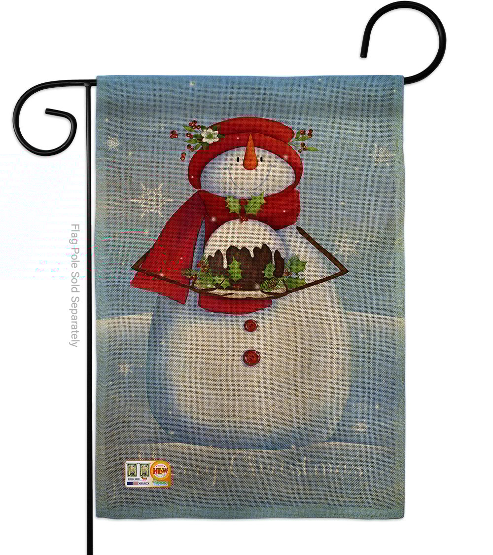 Breeze Decor BD-XM-G-114188-IP-DB-D-US18-SB 13 x 18.5 in. Warm Wish Snowman Burlap Winter Christmas Impressions Decorative Vertical Double Sided Garden Flag