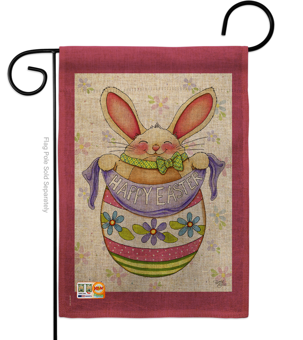 13 x 18.5 in. Egg Bunny Burlap Spring Easter Impressions Decorative Vertical Double Sided Garden Flag