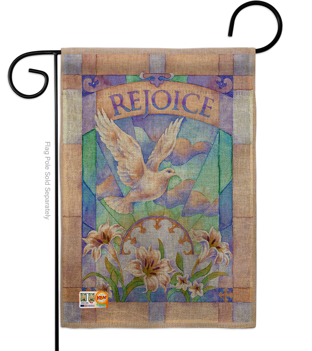 BD-EA-G-103042-IP-DB-D-US12-AM 13 x 18.5 in. Rejoice Burlap Spring Easter Impressions Decorative Vertical Double Sided Garden Flag