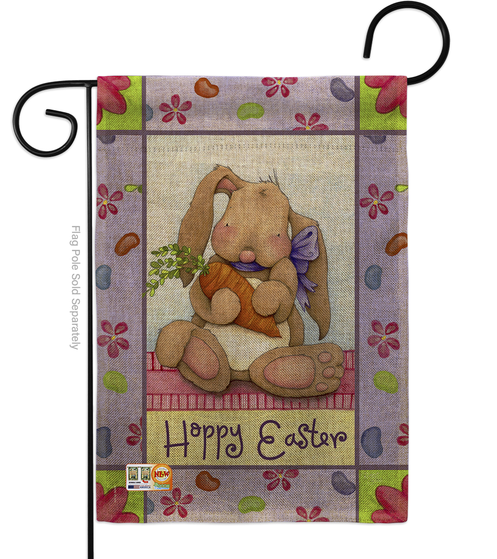 BD-EA-G-103056-IP-DB-D-US16-AL 13 x 18.5 in. Bunny & Beans Burlap Spring Easter Impressions Decorative Vertical Double Sided Garden Flag